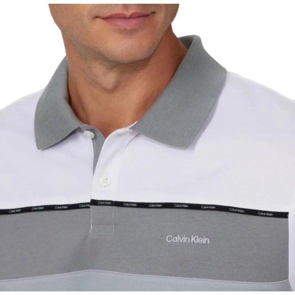 Calvin Klein Men's XXL Polo Shirt White Gray N0669 - Picture 3 of 10